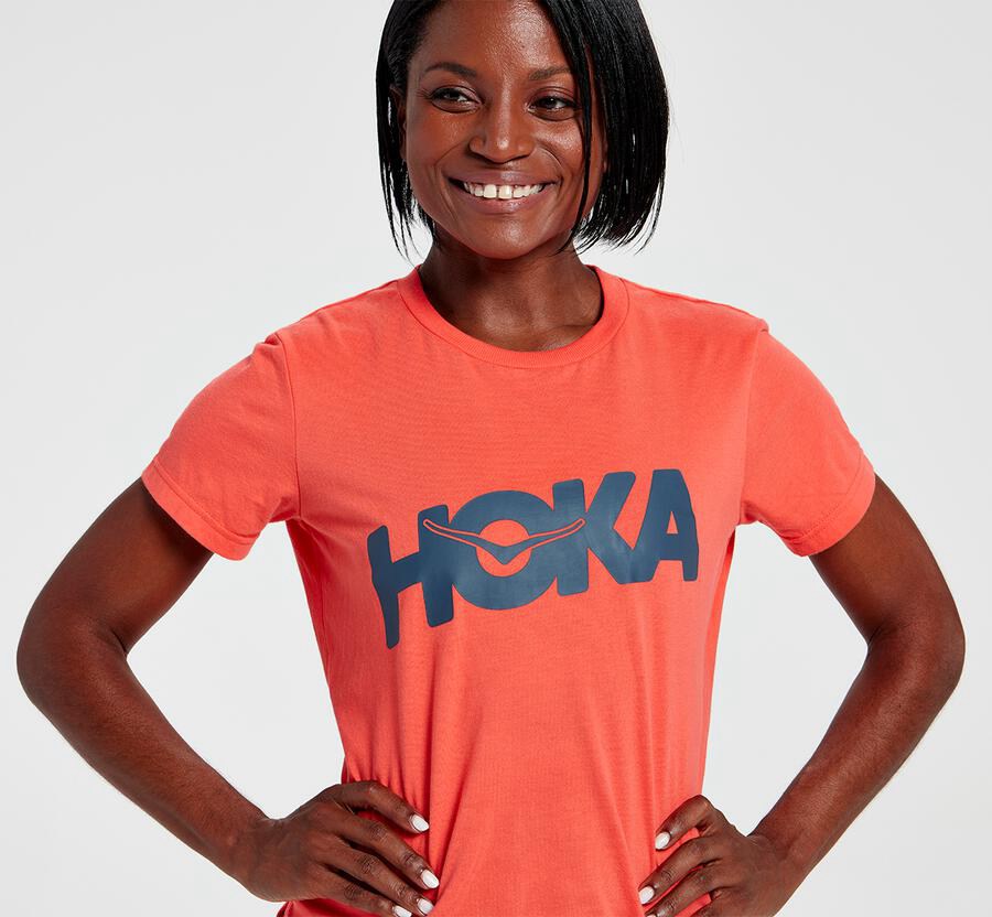 Hoka Australia One One Brand - Womens Tee Orange - GEKCZ-8036